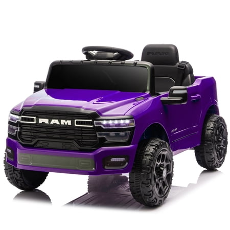 Xuanlur 12V Ride on Toy for Kids, Toddler Ride on Truck with Remote Control, 2WD, Rear Shock Suspension, LED, Electric Car for Kids with Bluetooth, 3 Point Safety Belt(Purple)