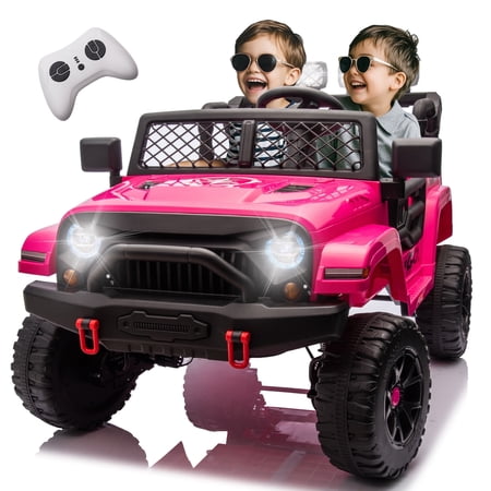 BCARORUR 24V 2 Seater Ride On Toys Car for Big Kids, Power Car Wheels w/Remote Control, 4x100W Powerful Engine, Four-wheel Suspension, Bluetooth, LED Lights, USB, 4WD, Pink
