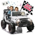 thumbnail image 1 of Xuanlur 24V Ride on Toys with Width Seat, Ride on Car with Remote Control, Kids Ride on Truck Car for Kids, Rear Suspension, Portable Pull Rod, Light, Trunk Storage, Bluetooth, USB, 2.5-4MPH (White), 1 of 7