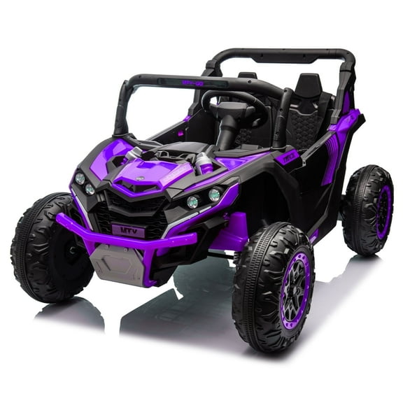 Xuanlur 24V 7AH 2 Seater Ride on Toys for Big Kids w/ 20" Large Seat, Remote Control, Bluetooth, 2X200W Powerful Motors, MP3, Lights, Power Car Wheels for Boys Girls, Purple
