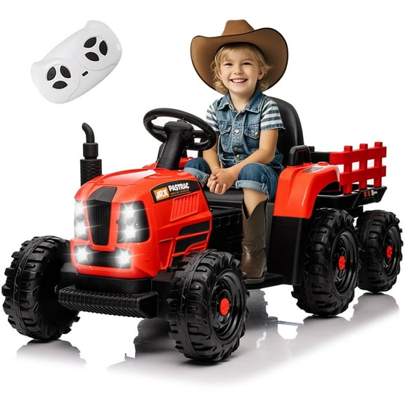 Xuanlur 24V Ride on Toy for Big Kids, 24V Ride on Tractor w/Remote Control, 400W Motor, Kids Electric Vehicles Ride On Tractor Car for Ages 3+, USB, LED light, Bluetooth, 3 Speed Adjustable (Red)
