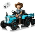 thumbnail image 1 of Xuanlur 24V Ride on Toy for Big Kids, 24V Ride on Tractor w/Remote Control, 400W Motor, Kids Electric Vehicles Ride On Tractor Car for Ages 3+, USB, LED light, Bluetooth, 3 Speed Adjustable (Blue), 1 of 7
