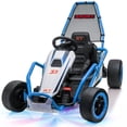 thumbnail image 1 of 24V Electric Go Kart for Kids, Drift Kart w/Dual 200W Motors, 11 MPH, Front EVA Wheel & Metal Frame, Outdoor Ride on Toy w/Music & Lights, 2 Speed, 5 Point Harness, Crazy Cart for Ages 6-12, Blue, 1 of 8