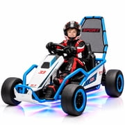 Xuanlur 24V Electric Go Kart for Kids Age 6-12, Drift Kart w/400W Motors, 8.5 MPH, Front EVA Wheel & Metal Frame, Ride on Toys w/Music & Lights, 360  Drift Mode, 5 Point Harness, Blue