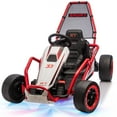 thumbnail image 1 of 24V 8.5 MPH Electric Go Kart for Kids, 400W Powerful Drift Kart w/ Front EVA Wheel & Metal Frame, Ride on Toy w/ Music & Lights, Suspension, 2 Speed, 5 Point Harness, Crazy Cart for Ages 6+, Red, 1 of 8