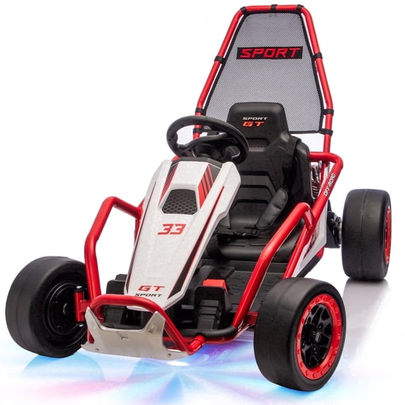 Xuanlur 24V Electric Go Kart for Kids Age 6-12, Drift Kart w/400W Motors, 8.5 MPH, Front EVA Wheel & Metal Frame, Ride on Toys w/Music & Lights, 360° Drift Mode, 5 Point Harness, Red