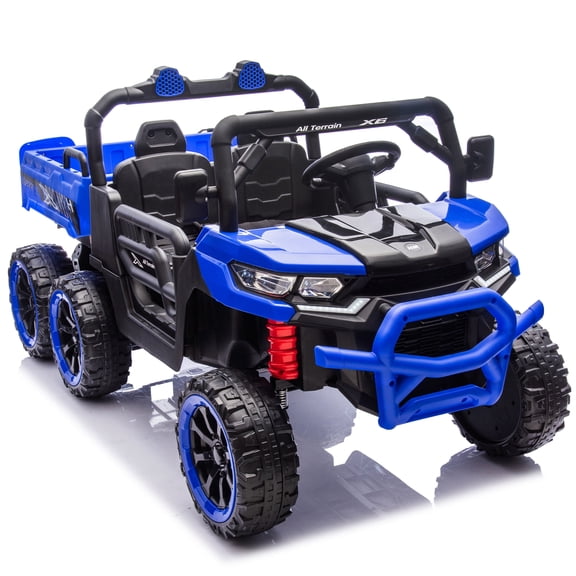 Xuanlur 24V Kids Ride on Car Truck, Ride On Toy with Dump Bed/Shovel, Durable Tires, LED Light, Music, Remote Control, Blue