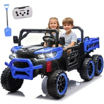 Xuanlur 24V Ride On Toys for Big Kids W/22" Seat, 4WD 6X6 2 Seater Ride On Dump Truck with Remote Control, 3 Speeds, High Efficiency Battery, 4X100 Motors, Music, Ride On Car for Boys Girls, Blue