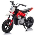 thumbnail image 1 of BCARORUR 24V Ride on Toys with Remote Control, Kids Ride On Motorcycle with 200W High Speed Hub Motor, Powered Dirt Bike with Rear Wheel Shock Absorber, Adjustable Speed, LED, Bluetooth, Music, Red, 1 of 7