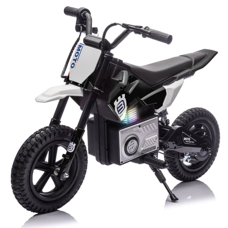 Xuanlur 24V Ride on Toys with Remote Control, Kids Ride On Motorcycle with 200W High Speed Hub Motor, Powered Dirt Bike with Rear Wheel Shock Absorber, Adjustable Speed, LED, Bluetooth, Music, Black
