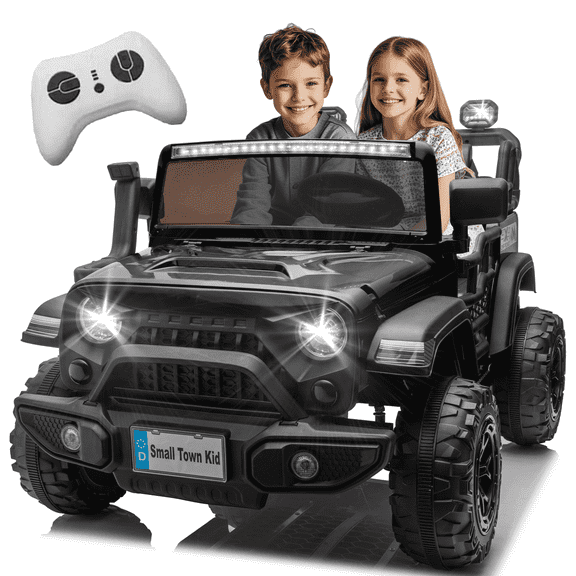 Xuanlur 24V Ride on Toys for Big Kids, 2 Seater Ride on Cars with Remote Control, 400W Motor, Ride on Truck w/ 20in Seat, 3 Speeds, Lights, Bluetooth, Electric Car for Kids 3-8, Capacity 110 lb-Black