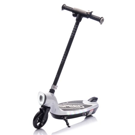 Xuanlur Electric Scooter for Kids Ages 6-14, Kid and Teen EScooter with Scooter Bell, Rear Brake, Non-Slip Handle, LED Lights, 6.48 Mph Speed, Ride on Toy for Girls, Boys, White