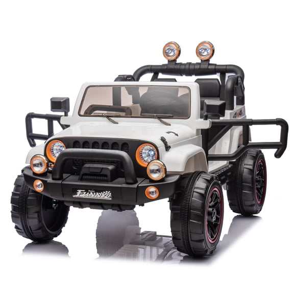 Xuanlur 12V Ride on Toys for Kids, 2 Seater Kids Ride on Truck with Remote Control, Powerful 200W Motor, Bluetooth, MP3, 2 Seat Belts, Lights, Electric Car for Kids Ages 3+ (White)