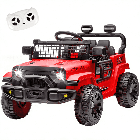 Xuanlur 24V Ride on Truck Car w/Parent Remote Control, Ride on Toys w/4-Wheel Suspension, Power Display, Bluetooth, Music, LED Headlight, Electric Car for Kids Aged 3+, Red