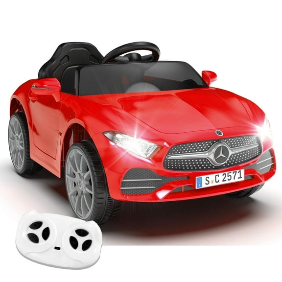 Licensed Benz CLS 350 12V Electric Ride on Toys with Bluetooth Music, LED Lights, Spring Suspension, Power Car Wheels, Electric Car for Kids with Parent Remote Control (Red)