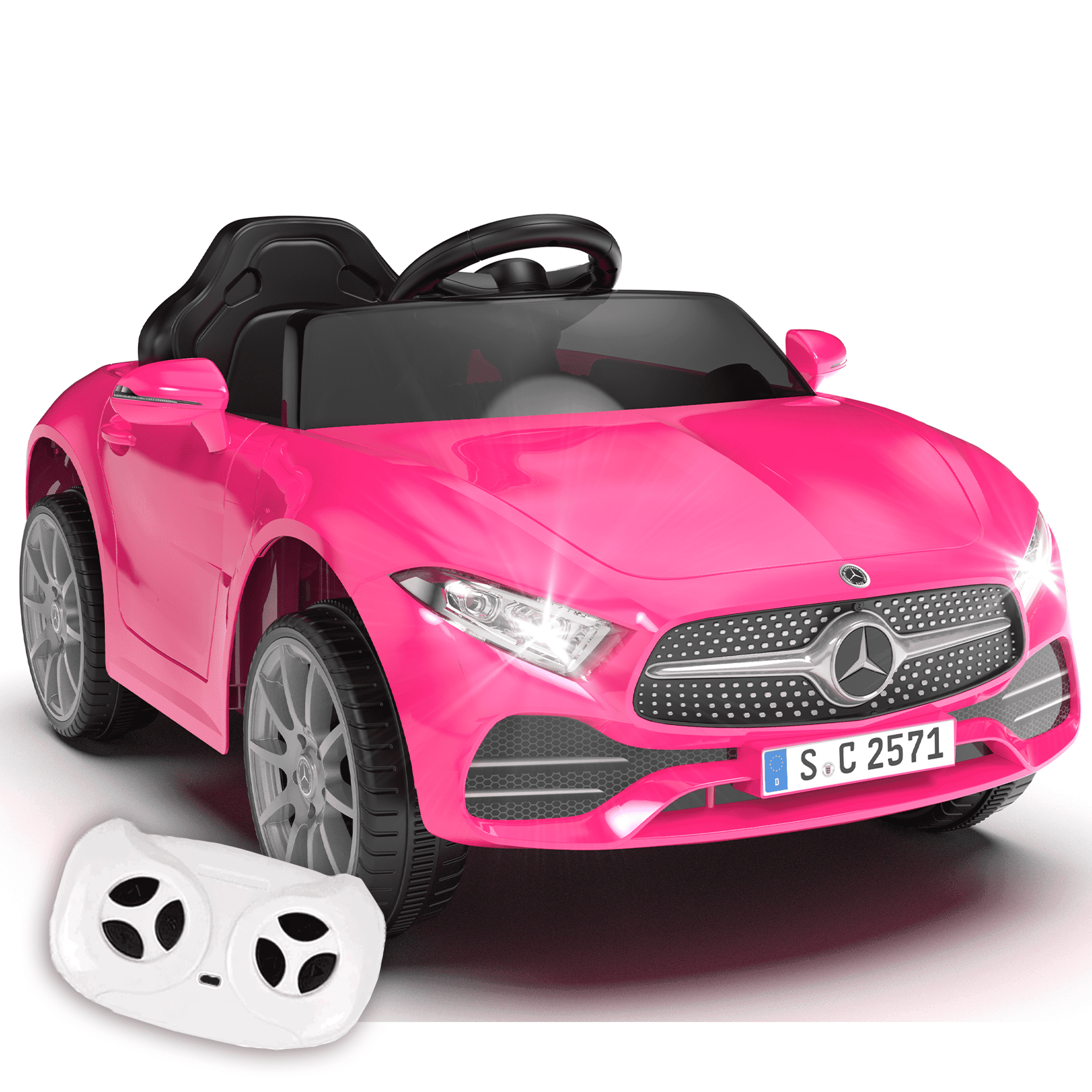 Licensed Benz CLS 350 12V Electric Ride on Toys with Bluetooth Music, LED Lights, Spring Suspension, Power Car Wheels, Electric Car for Kids with Parent Remote Control (Pink)