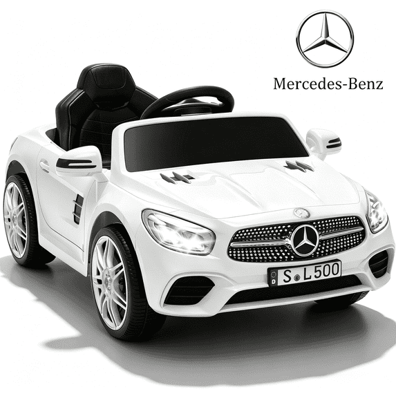 Licensed Benz CLS 350 12V Electric Ride on Car with Bluetooth Music, LED Lights, Spring Suspension, Toddler First Car, Battery Powered Electric Vehicle with Parent Remote Control (White)