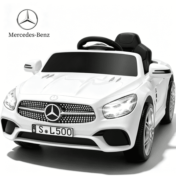 Xuanlur 12V Power Ride on Toys for Toddlers, Licensed Mercedes-Benz Ride on Cars for Kids, Kid Electric Car, Aged 1-4Y, White
