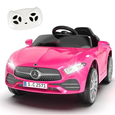 BCARORUR Licensed Benz CLS 350 12V Electric Ride on Toys with Parent Remote Control, Spring Suspension, Electric Car for Kids, Power Car Wheels with Bluetooth Music, LED Lights (Pink)