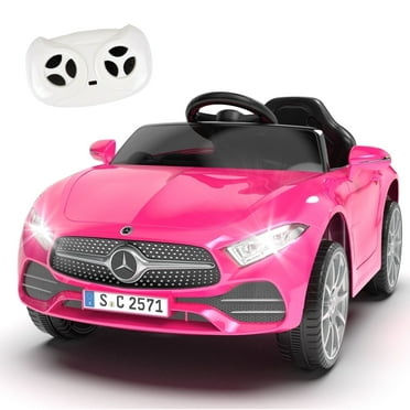 Xuanlur Licensed Benz CLS 350 12V Electric Ride on Toys with Parent Remote Control, Spring Suspension, Electric Car for Kids, Power Car Wheels with Bluetooth Music, LED Lights (Pink)