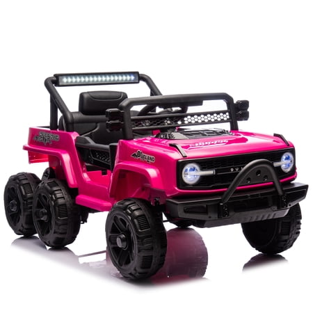 Xuanlur Kids Ride On Car, 12V Electric Ride On Toy with Parent Remote Control, Spring Suspension, Bluetooth Music & LED Lights (Pink)