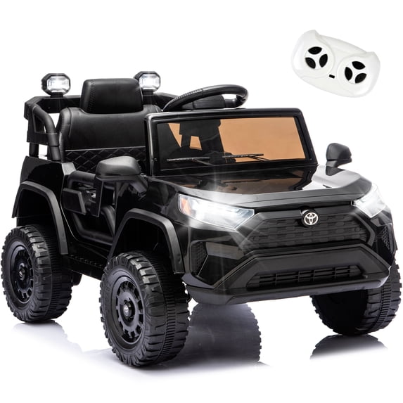 Xuanlur Licensed Toyota RAV4 12V Ride on Truck Car for Kids Ages 1-4 Y w/Remote Control, 12V Battery Power Electric Car, 4‑Wheel Suspension, LED Lights, Bluetooth, Music Play, Birthday Gift, Black