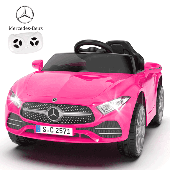 Xuanlur Licensed Benz CLS 350 12V Electric Ride on Toys with Parent Remote Control, Spring Suspension, Electric Car for Kids, Power Car Wheels with Bluetooth Music, LED Lights (Pink)