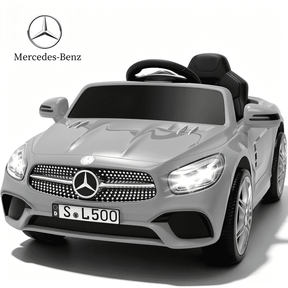Xuanlur 12V Power Ride on Toys for Toddlers, Licensed Mercedes-Benz Ride on Cars for Kids, Kid Electric Car, Aged 1-4Y, Grey