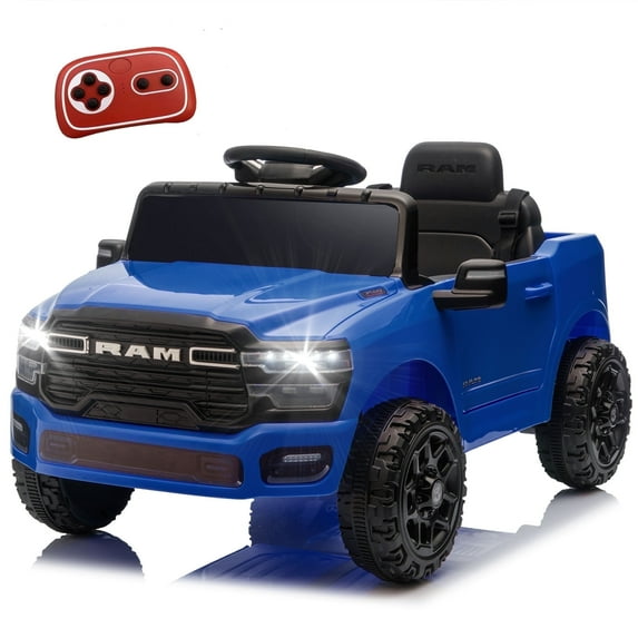 Xuanlur 12V Licensed Dodge RAM 3500 Ride on Toy for Kids, Toddler Ride on Truck with Remote Control, 2WD, Rear Shock Suspension, LED, Electric Car for Kids with Bluetooth, 3 Point Safety Belt (Bule)