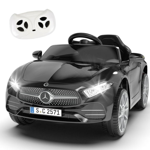 Xuanlur Licensed Benz CLS 350 12V Electric Ride on Toys with Parent Remote Control, Spring Suspension, Electric Car for Kids, Power Car Wheels with Bluetooth Music, LED Lights (Black)