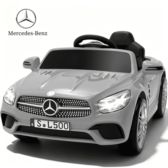 Xuanlur 12V Power Ride on Toys for Toddlers, Licensed Mercedes-Benz Ride on Cars for Kids, Kid Electric Car, Aged 1-4Y, Grey
