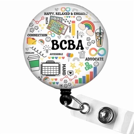BCBA Badge Reel – Cute ID Holder for ABA Therapists, RBTs, Teachers, Special Ed Staff, Behavior Tech | Scrapheart