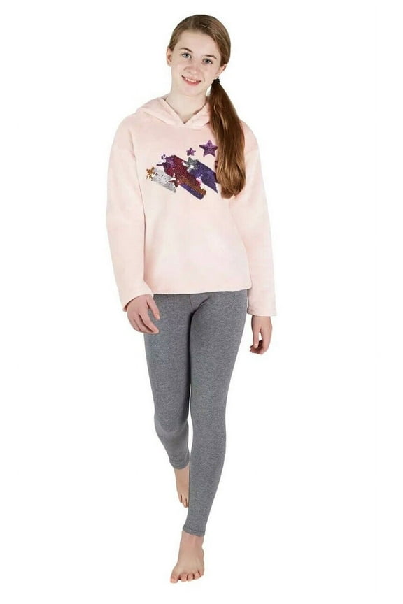 ' 2-Piece Plush Hoodie and Legging Set, Pink, XS 5-6