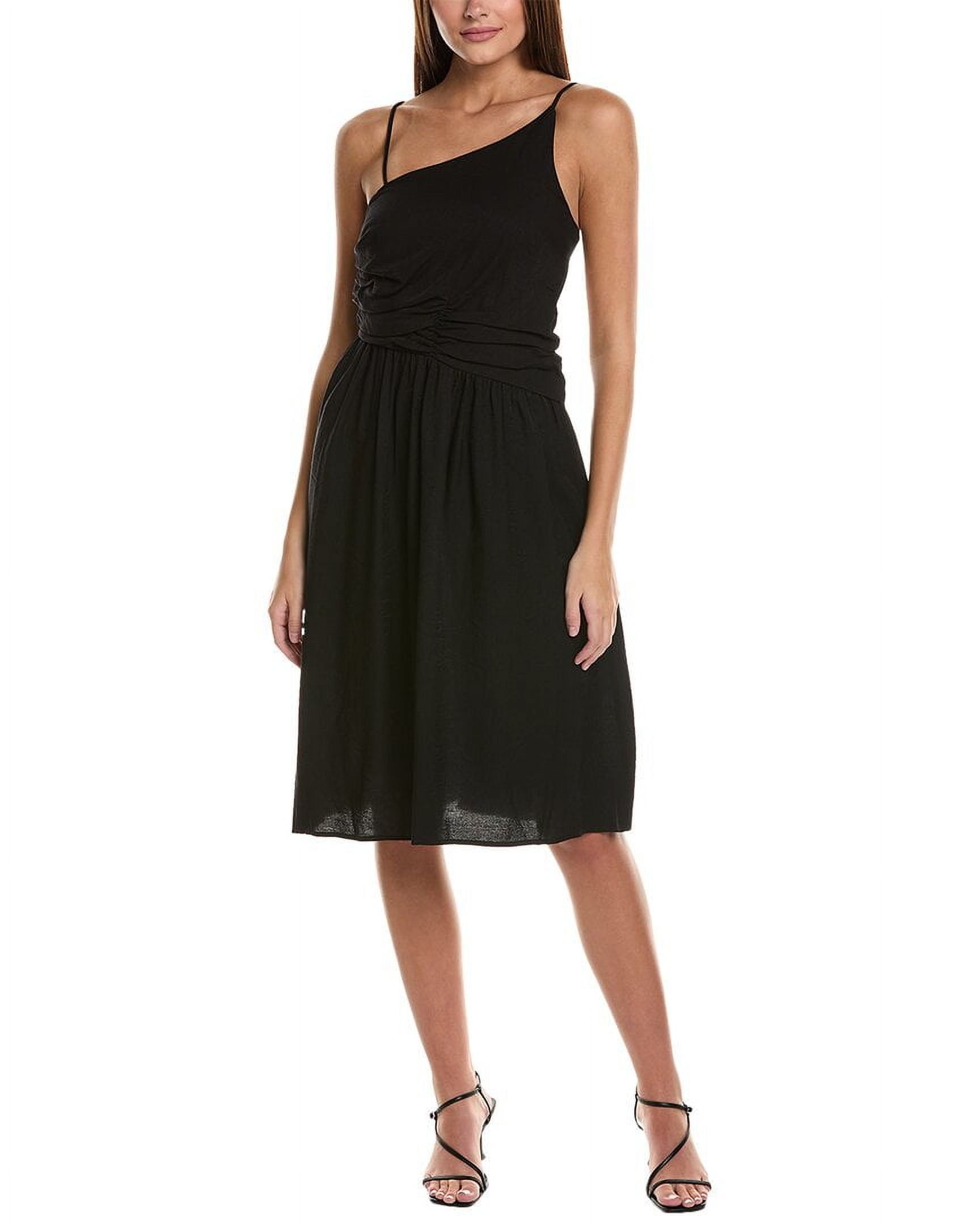 BCBG New York womens Asymmetric Midi Dress, 2, Black