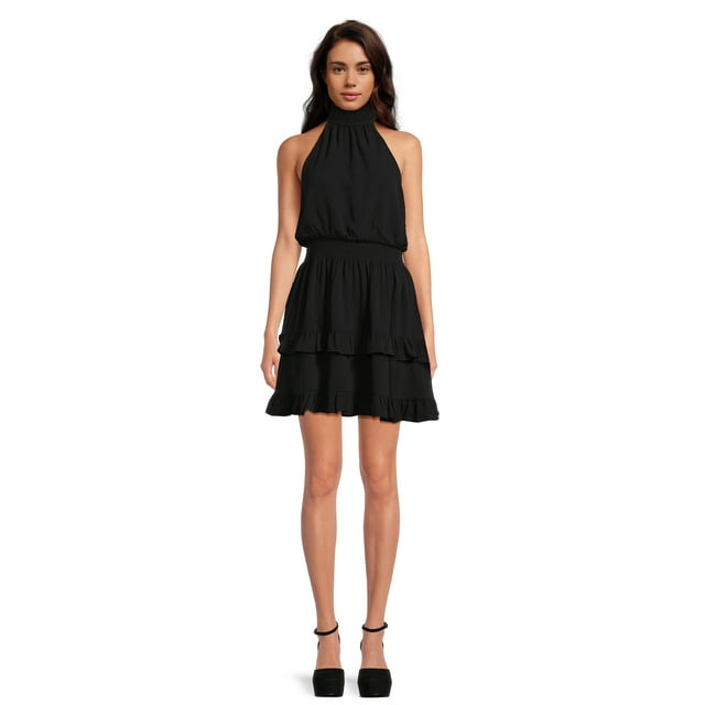 BCBG Paris High Neck Halter Smocked Ruffle Mini Dress, Sizes XS - XXL ...