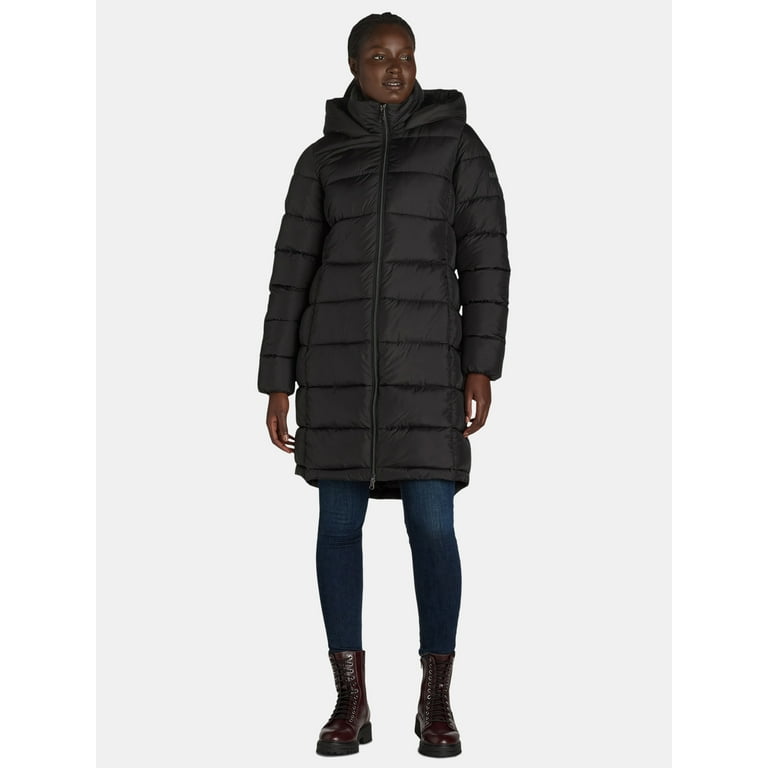 BCBG Paris Women s and Women s Plus Long Hooded Puffer Coat Sizes S 3X Walmart