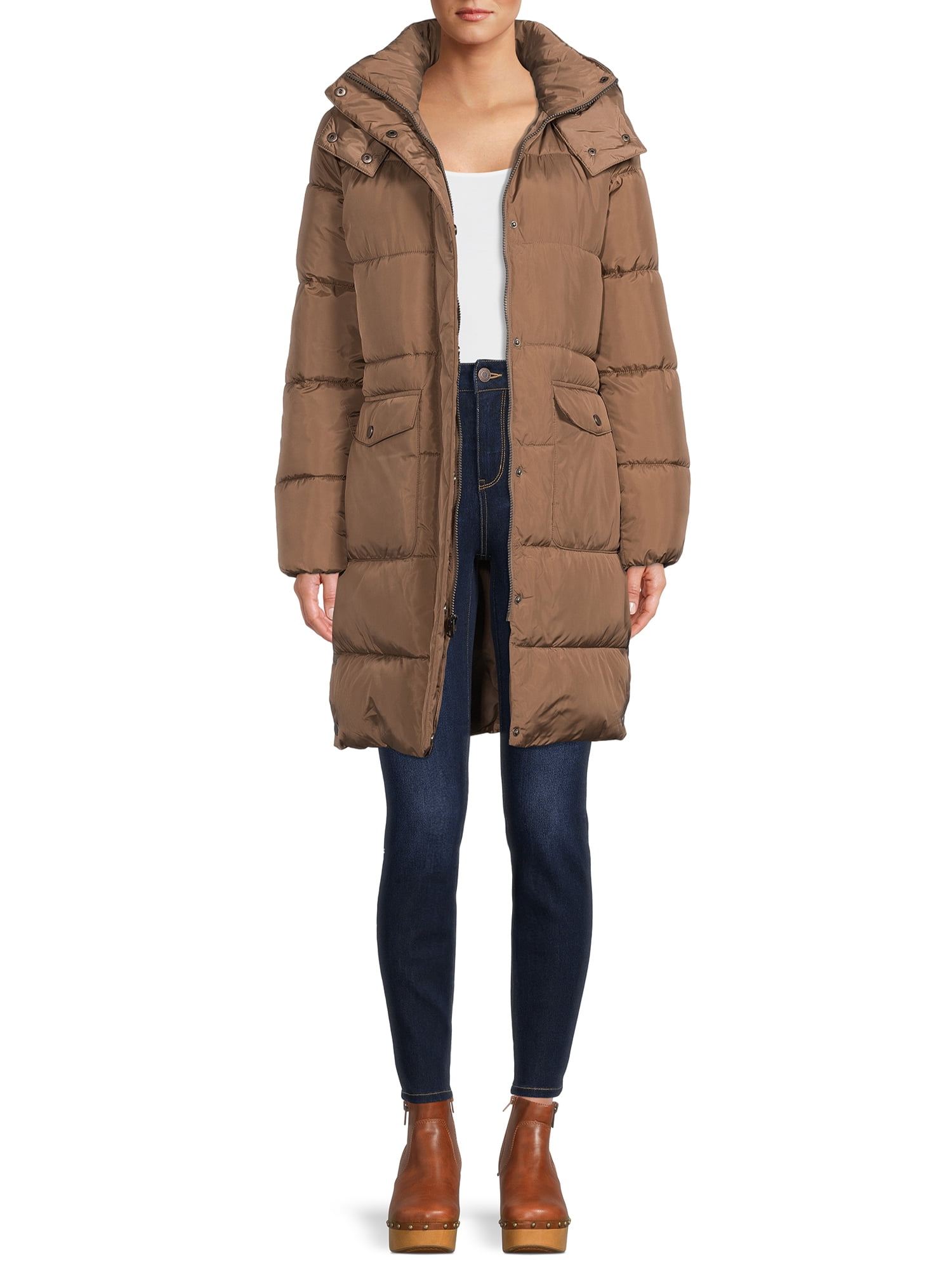 BCBG Paris Women's Long Puffer Coat with Hood