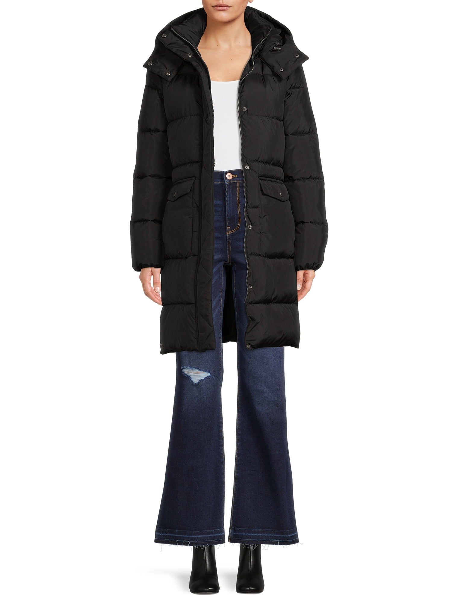 BCBG Paris Women's Long Puffer Coat with Hood - Walmart.com
