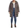 BCBG Paris Women's Plus Size Long Puffer Coat with Hood