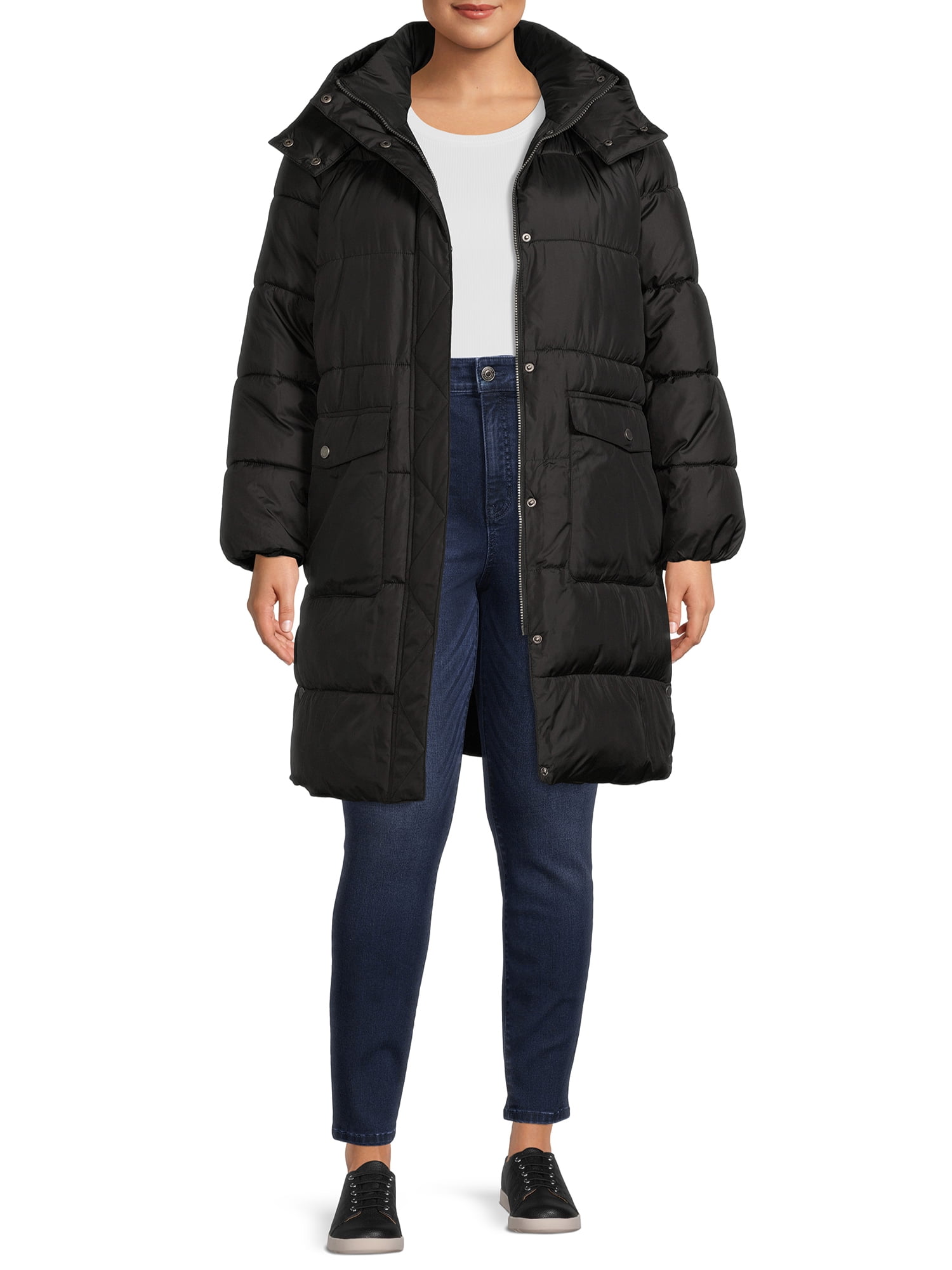 BCBG Paris Women's Long Puffer Coat with Hood 