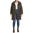 BCBG Paris Women's Plus Size Long Puffer Coat with Hood
