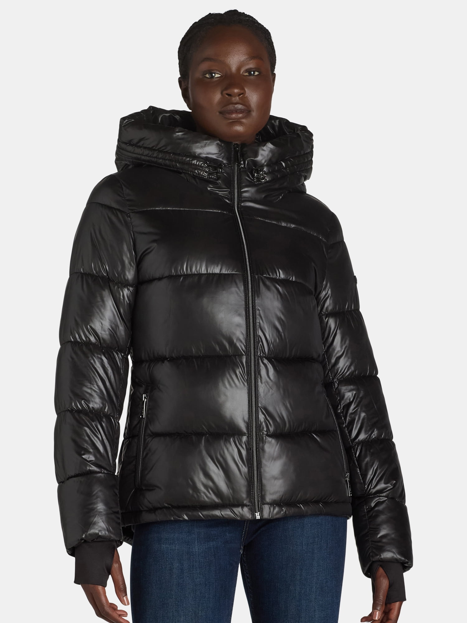 BCBG Paris Women's and Women's Plus Hooded Puffer Jacket BCBG Paris Women's and Women's Plus Hooded Puffer Jacket