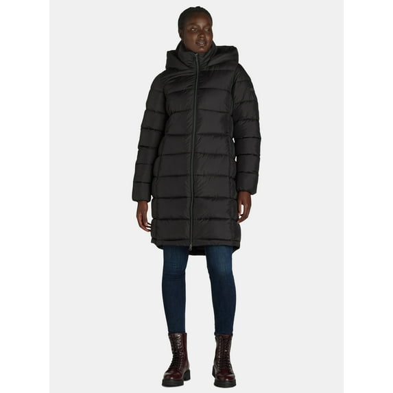BCBG Paris Women's and Women's Plus Long Hooded Puffer Coat, Sizes S-3X
