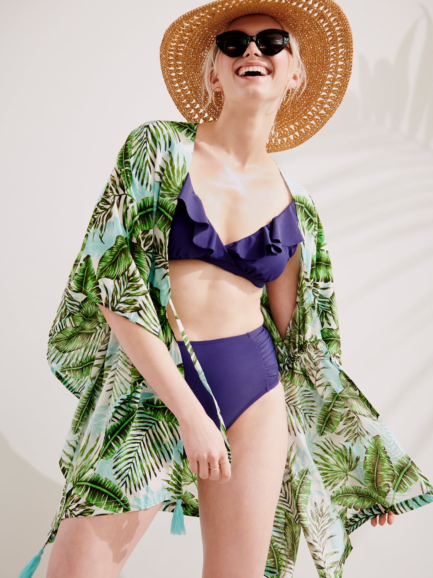 BCBG Paris Women's Ruffle Bikini Top Comfortable Adjustable