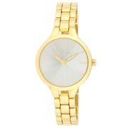 BCBG Womens Round 32mm Open Link Watch Gold