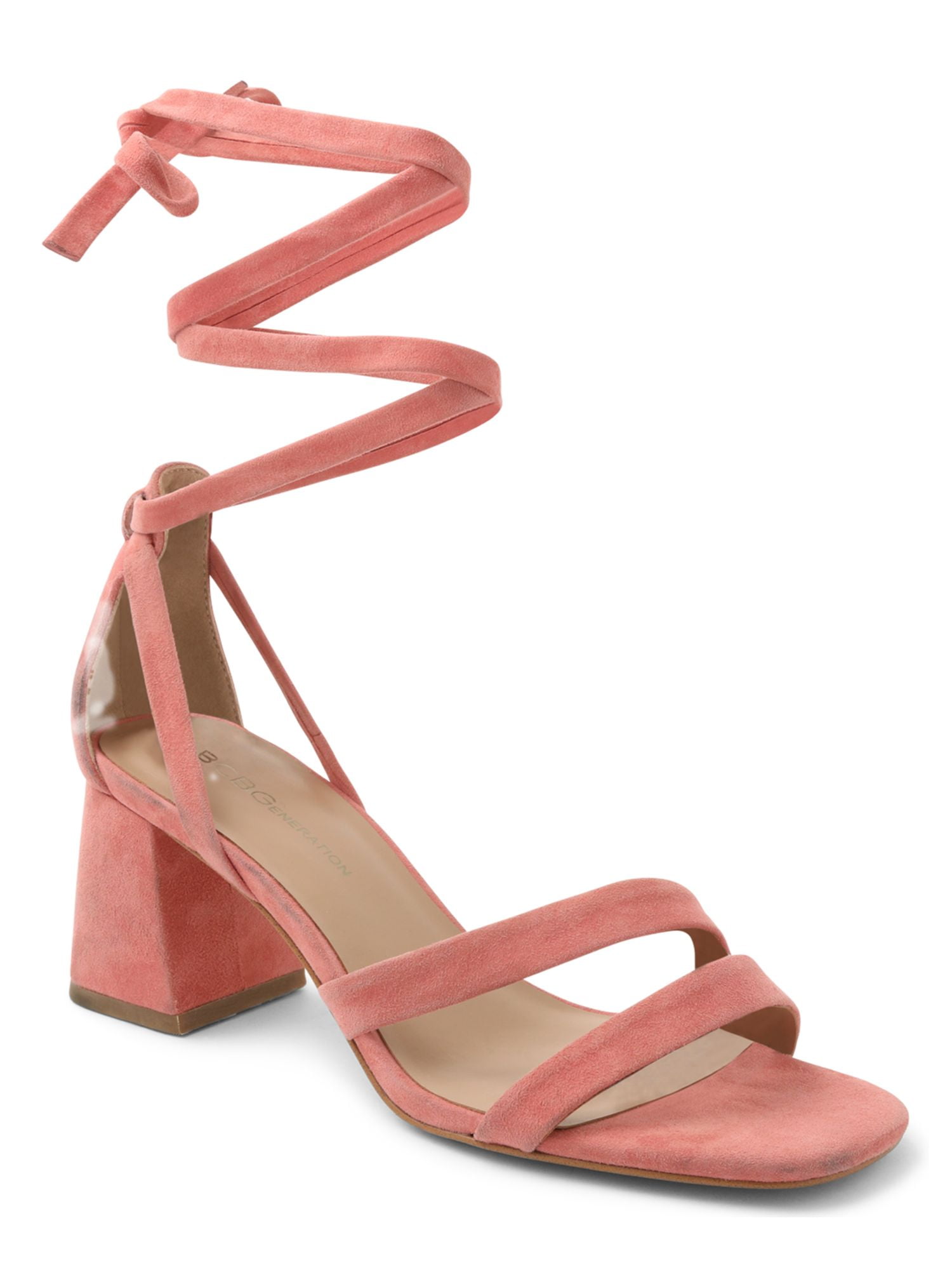 BCBGENERATION Womens Pink Padded Asymmetrical Ankle Strap Deena Round Toe  Block Heel Lace-Up Leather Dress Sandals Shoes 7 M - Walmart.com