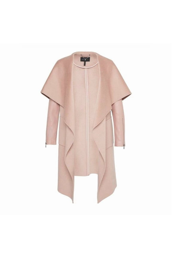 Women's Draped Front Wool Coat (DustyRose, L)