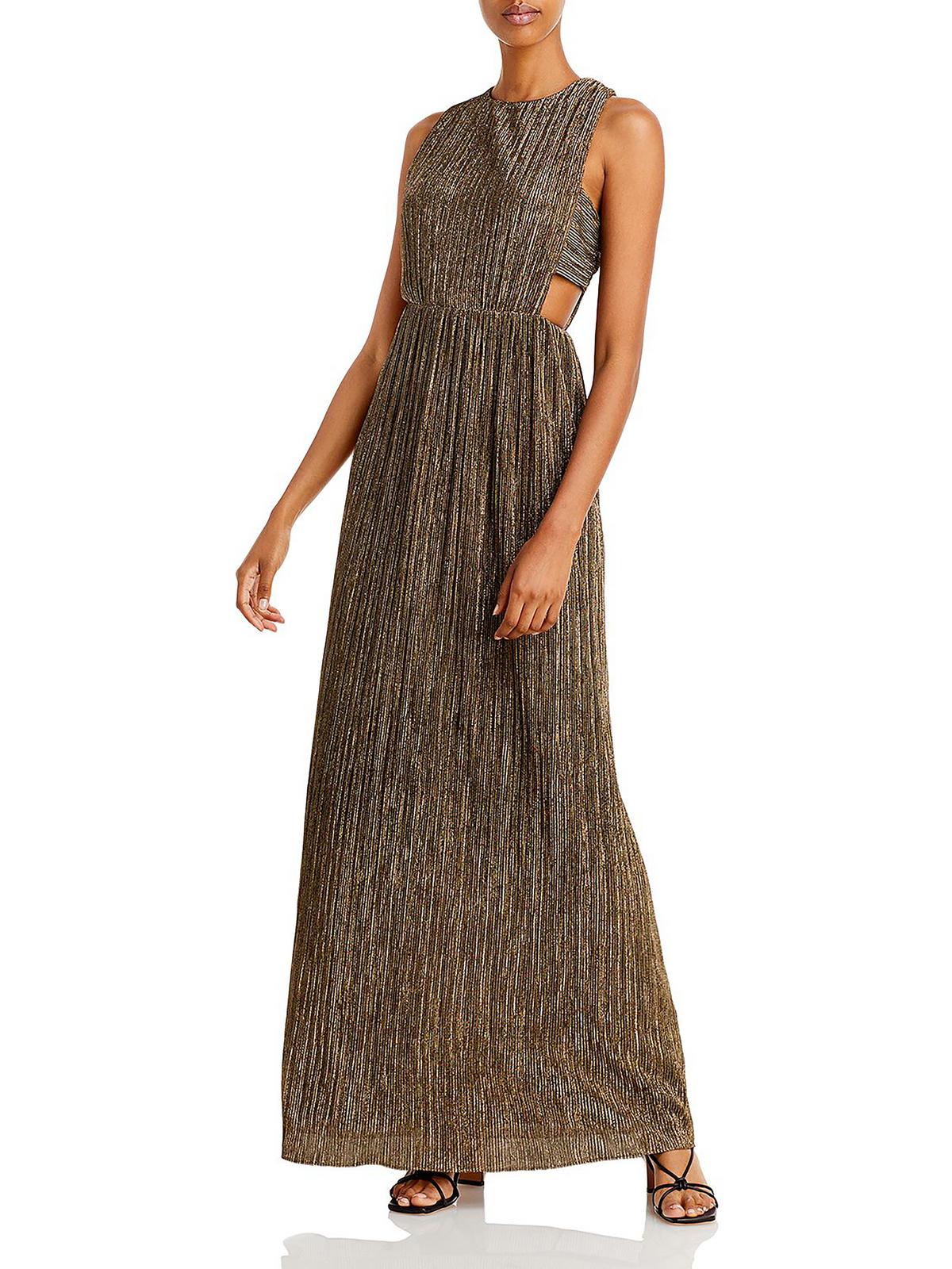 BCBGMAXAZRIA Womens Metallic Cut Out Evening Dress - Walmart.com