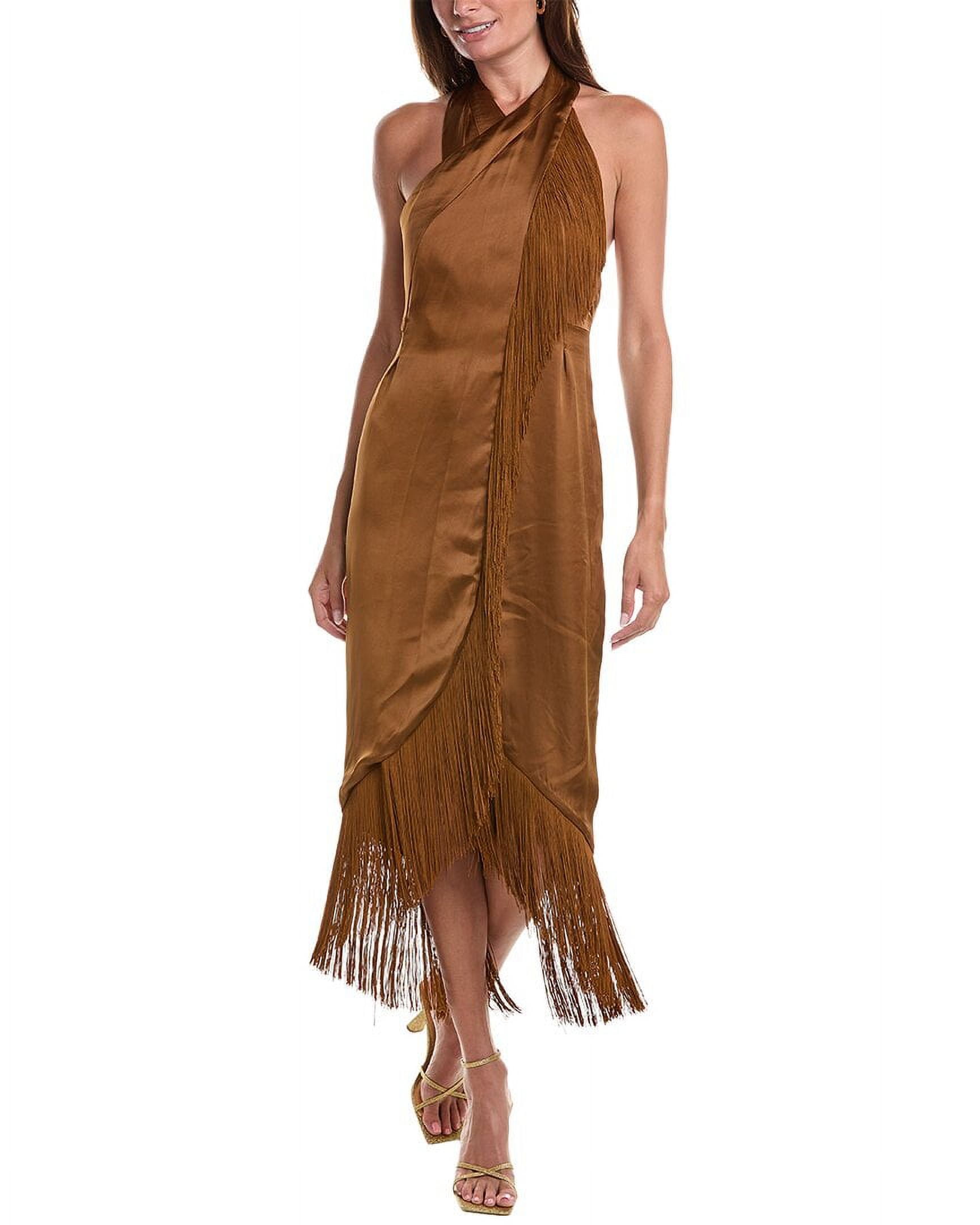 blue dress for baby girl Girl's Brown Suede Fringe Dress 6 main image 1