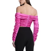 BCBGMAXAZRIA womens Lettuce Ruffle Off Shoulder Top, 10